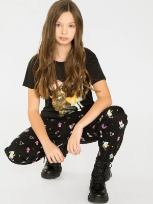 Czarny t-shirt dla dziewczyny DOG CHRISTMAS Reporter