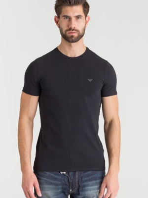 Czarny t-shirt Emporio Armani z aplikacją marki