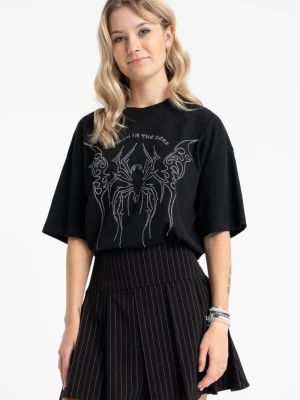 Czarny t-shirt LOOSE z autorską grafiką z przodu Reporter