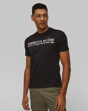 Czarny T-shirt Męski Aeronautica Militare