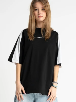Czarny t-shirt OVERSIZE z kontrastowymi wstawkami Reporter