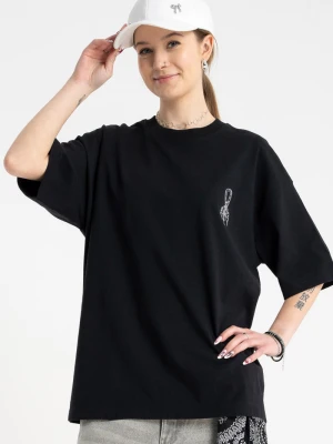 T-shirt dziewczęcy oversize z minimalistyczną grafiką Reporter