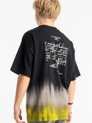 Czarny t-shirt OVERSIZE z nadrukiem na całości Reporter