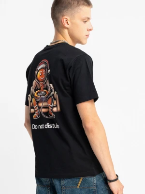 Czarny t-shirt REGULAR z autorską świąteczną grafiką z tyłu Reporter