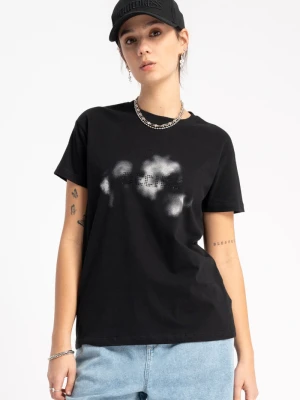 Czarny t-shirt z autorską grafika z przodu Reporter