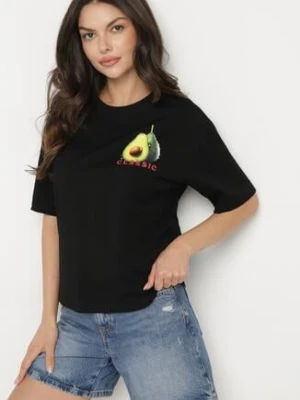 Czarny T-shirt z Bawełną i Motywem Awokado Addixa elsa.m by may