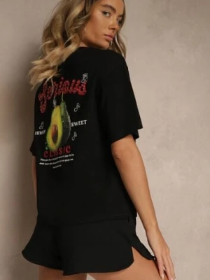 Czarny T-shirt z Bawełną ze Wzorem Awokado Tilannia elsa.m by may