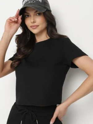 Czarny T-shirt z Bawełny o Krótkim Kroju Galarina by swan