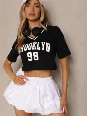 Czarny T-shirt z Bawełny Ozdobiony Napisem Lireline h&s