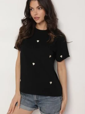 Czarny T-shirt z Bawełny w Serca Kolavelle melya by melody