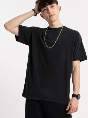 Czarny t-shirt z efektem sprania Reporter Young