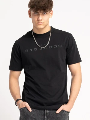 Czarny t-shirt z kontrastowym nadrukiem z przodu Reporter Young