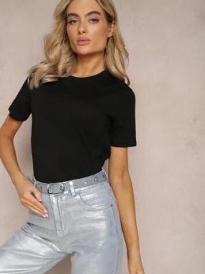 Czarny T-shirt z Krótkim Rękawem z Gładkiej Bawełny Jaellora glo-story