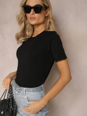 Czarny T-shirt z Krótkim Rękawem z Gładkiej Bawełny Jaellora glo-story