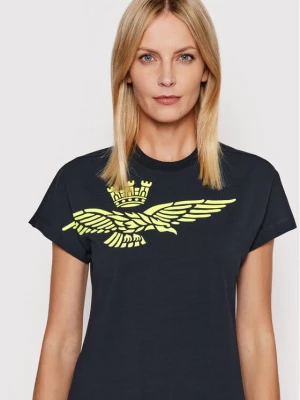 Czarny t-shirt z logiem Aeronautica Militare