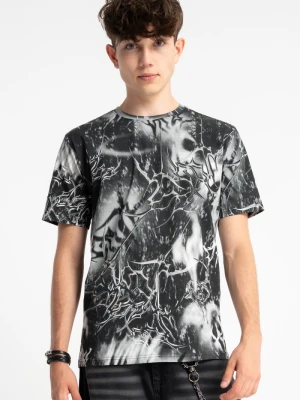 Czarny t-shirt z nadrukiem na całości Reporter