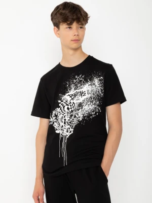 Czarny T-shirt z nadrukiem Reporter