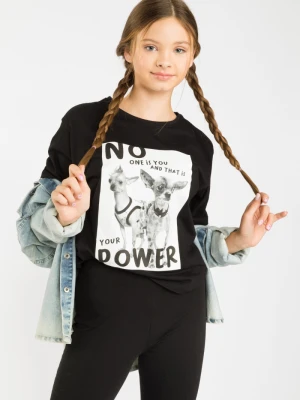 Czarny T-shirt z nadrukiem YOUR POWER Reporter