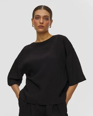 Czarny T-shirt Z Wiskozy Damski Deha