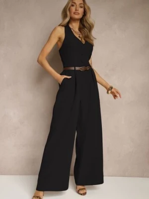 Czarny Taliowany Kombinezon z Guzikami Nilaviella lovery