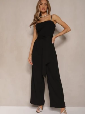 Czarny Taliowany Kombinezon z Paskiem Desine new collection