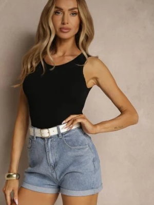 Czarny Tank Top Prążkowany z Bawełny Efrisina by swan