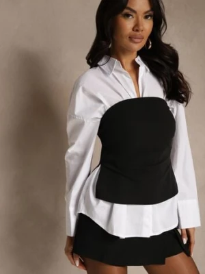 Czarny Top Bandeau z Wiskozą z Ozdobnymi Rozcięciami Saliera by swan