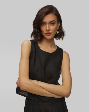 Czarny top lniany damski Kori