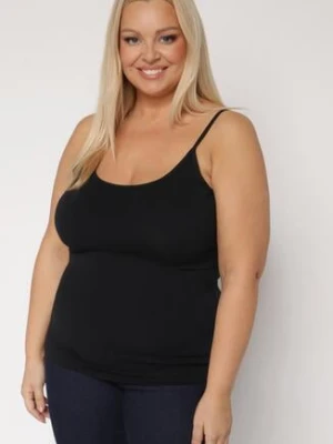 Czarny Top na Cienkich Regulowanych Ramiączkach z Okrągłym Dekoltem Narenia glo-story