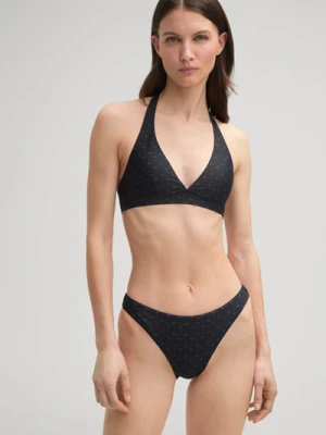 Czarny top od bikini z wiązaniem na karku i chabrowym wzorem Joop