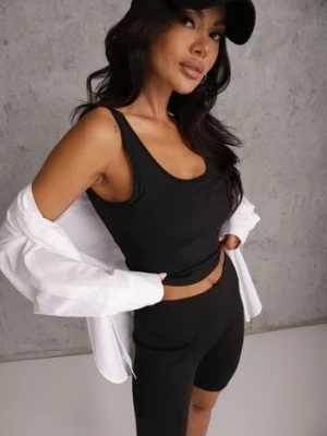 Czarny Top Sportowy z Dekoltem i Skrzyżowanymi Paskami na Plecach Helynore yu & me