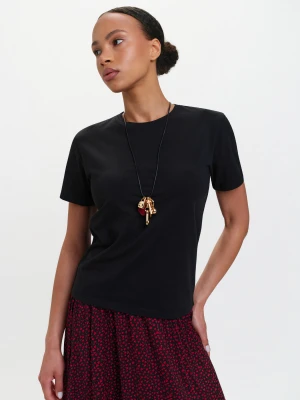 Czarny top w prążek Top Secret