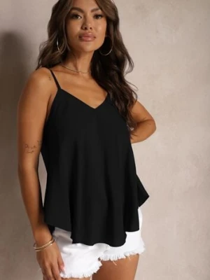 Czarny Top z Bawełny Rozszerzany u Dołu na Ramiączkach Ralorea defox