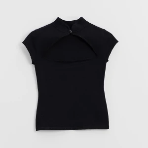 Czarny top z dekotem z dekoltem qipao House