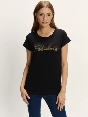 Czarny top z połyskującym napisem z przodu Greenpoint