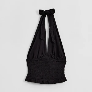 Czarny top z wiązaniem na szyi i elastycznym pasem House