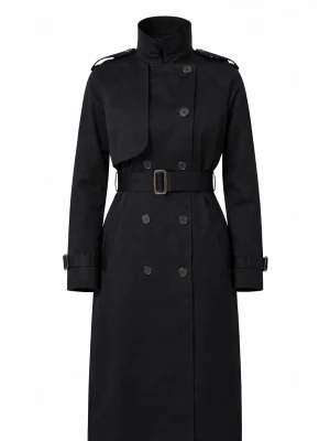 Czarny trencz damski 03 – Elegancki płaszcz przejściowy | LAÏF