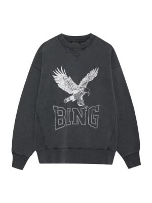 Czarny Wyprany Sweter z Fajnym Nadrukiem Anine Bing