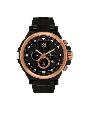 Czarny zegarek męski z elementami w miedzianym kolorze Kazar