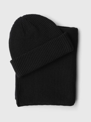 Czarny zestaw czapka i szal 00002A90GXA Giacomo Conti