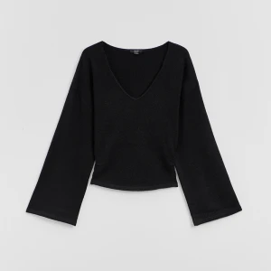 Czarny sweter z dekoltem w serek House