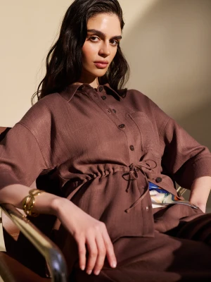 Czekoladowa bluzka z wiązaniem TARANKO