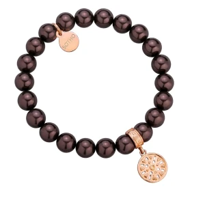 Czekoladowa bransoletka z pereł SWAROVSKI® CRYSTAL z ażurową rozetką SOTHO
