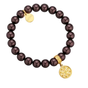 Czekoladowa bransoletka z pereł SWAROVSKI® CRYSTAL z ażurową rozetką SOTHO