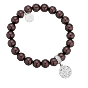 Czekoladowa bransoletka z pereł SWAROVSKI® CRYSTAL z ażurową rozetką SOTHO