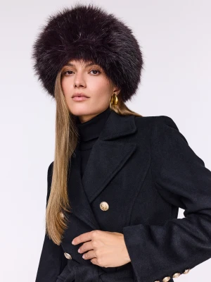 Czekoladowa czapka z imitacji futra TARANKO