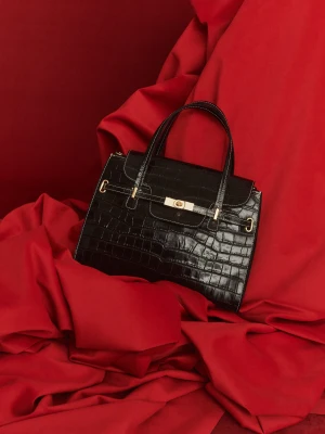 Czekoladowa skórzana torebka w zwierzęcy print TARANKO