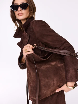 Czekoladowa torba z zamszowej skóry naturalnej TARANKO