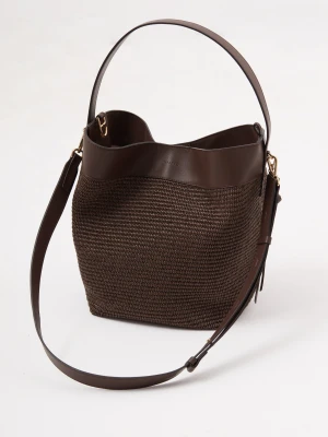 Czekoladowa torebka skórzana bucket bag Taranko