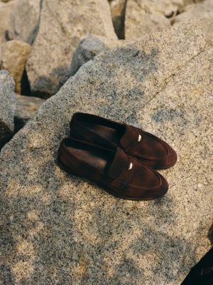 Czekoladowe mokasyny ze skóry naturalnej TARANKO